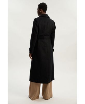 Women's Wool Blend Belted Midi Coat