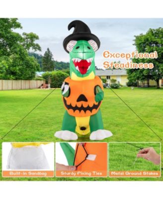 Blow up Inflatable Pumpkin Dinosaur Yard Decoration with Built-in LED Lights