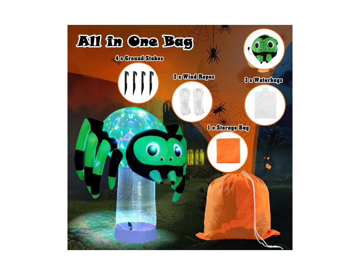 Mondawe 6 ft Halloween Inflatable Spider with 3 Color Rotating Light