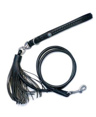 Silver-Powered Freshness Microfiber Suede Dog Leash in Camel Tan– Fringed Style with Turquoise Studs