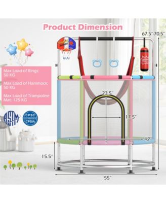 55-Inch Kids Trampoline with Safety Net for Ages 3–6