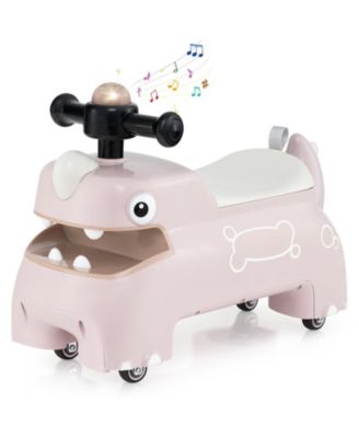 Toddler Ride-On Sliding Car with Lights, Music, and Under-Seat Storage - Pink