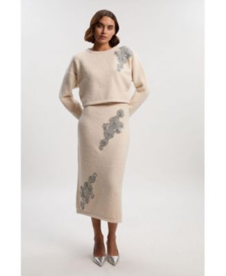 Women's Wool Embellished Crew Neck Jumper