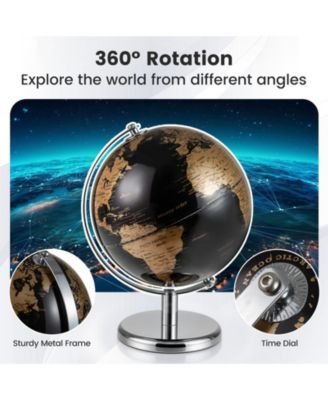 8-Inch Decorative World Globe with Modern Metal Stand