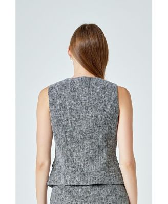 Women's Multi Tweed Buttoned Vest