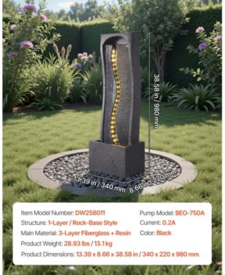 Outdoor 1-Tier Rock Base Water Fountain for Garden or Patio
