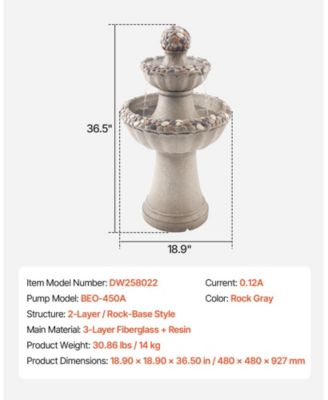 Outdoor 2-Tier Rock Base Water Fountain for Garden or Patio