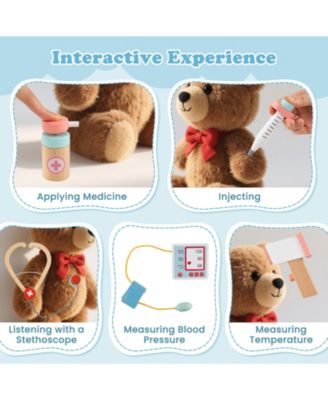 Wooden Doctor Playset with Stethoscope and Medical Tools for Toddlers Ages 3+ - Blue