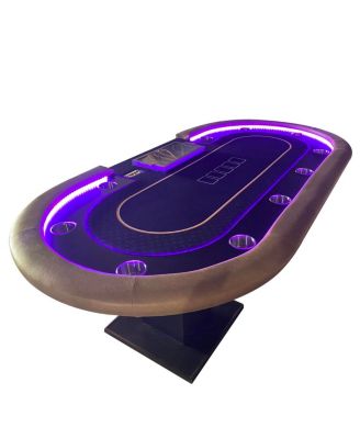 “96-Inch Poker Table with LED Lights, Chip Management & Speed Cloth for 10 Players Texas Hold em Game Nights.”