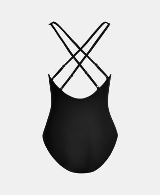 Women's Mesh Tummy Control Back Crisscross One Piece Swimsuit