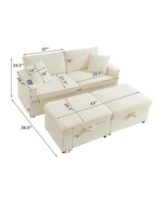 Streamdale Comfortable Fluffy Corduroy Lazy Sofa with Storage, Super Soft Chaise Lounge