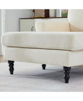 Modern Minimalist Chenille Chaise Lounge Recliner Sofa with Armrests & Storage