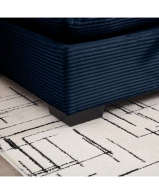 Streamdale Large L Shape Corduroy Sectional Sofa with Storage Footstool, Blue