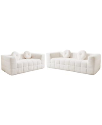 Modern Boneless Couch with Two Circular Throw Pillows