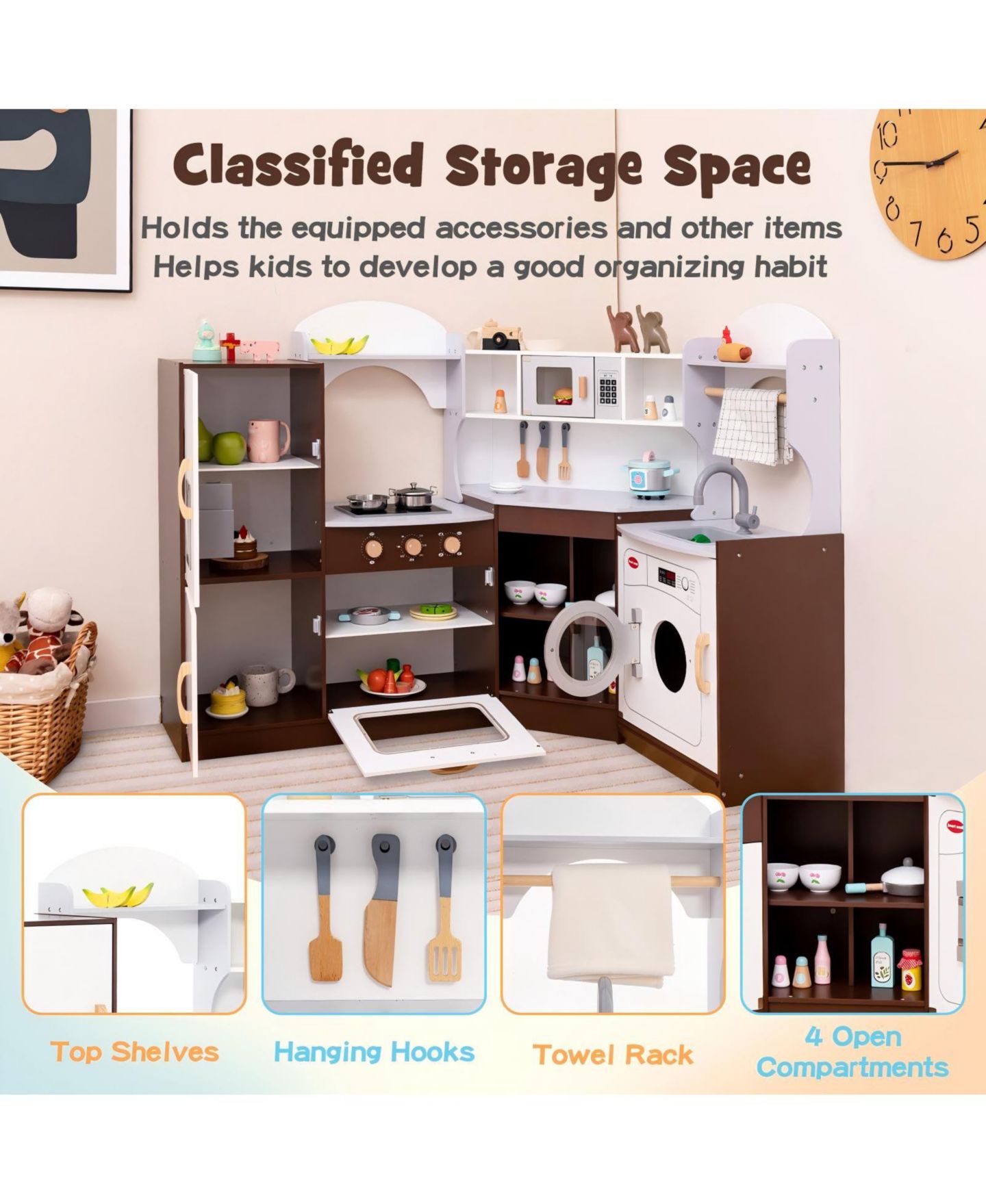 Детский игровой набор HONGGE All-In-One Kitchen Playset, Ages 3+, цвет: Белый — фото 7