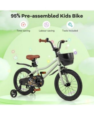 16-Inch Kids Bike with Adjustable Seat and Training Wheels for Ages 4–7 - Green