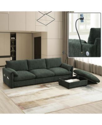 Streamdale 96.5" L-Shaped Chenille Sectional Sofa w/ Storage Ottoman & USB Charger