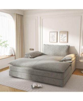 Modern Oversized Double Chaise Lounge Chair with Pillows & Wide Armrests