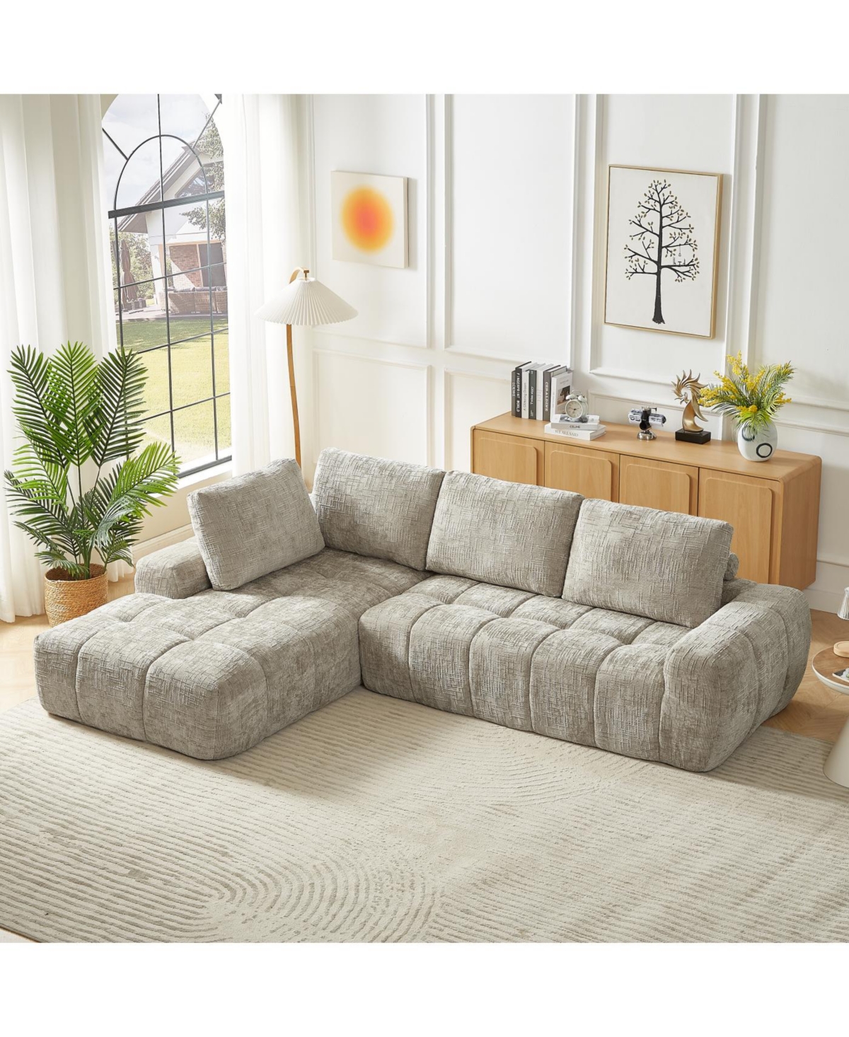Streamdale Furniture Streamdale Chenille L-Shape Luxury Sectional Sofa, Comfy Sleeper Couch for Living Room
