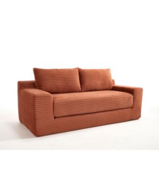 Streamdale Orange Corduroy Loveseat Sofa with Memory Foam & Steel Frame - Convertible 2-in-1 Design
