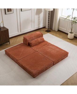 Streamdale Compression Sofa, Convertible Floor Sofa Bed, Modular Sectional, No Assembly, Orange