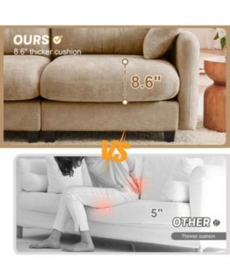 Streamdale Three-Seater Modular Chenille Sectional Couch with Tufted Cushions, Camel