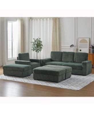 Streamdale Corduroy 3-Seater Sofa with Cup Holders for Living Room