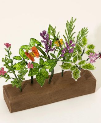 Herb Garden Glass & Alder Wood Sculpture