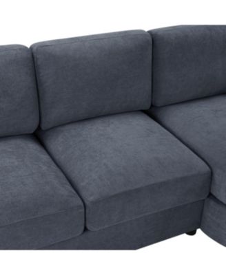 Streamdale Modern L-shaped Sofa Couch with Curved Chaise, USB & Storage, Blue