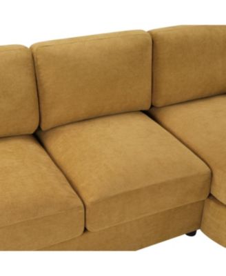 Streamdale Modern L-shaped Sofa Couch with Curved Chaise, USB & Storage, Blue