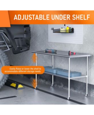 Streamdale Stainless Steel Prep Table 24" x 60" with Wheels & Adjustable Undershelf