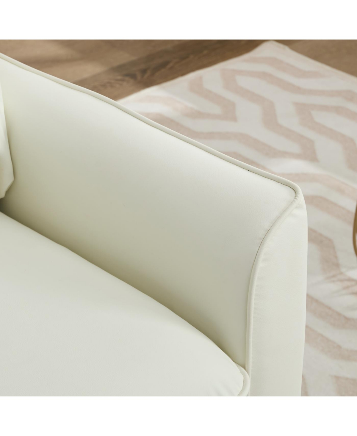 Streamdale Furniture Cat paw leather upholstered sofa 2PC Cream White, Nordic retro casual sofa chair.