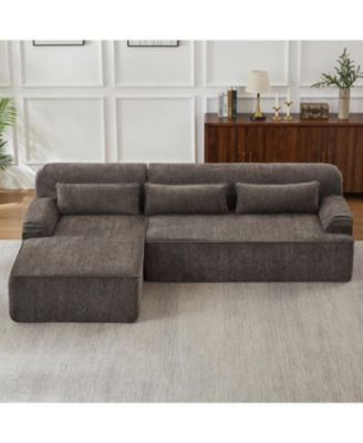 Chenille L-Shape Luxury Sectional Sofa, Comfy Sleeper Couch for Living Room