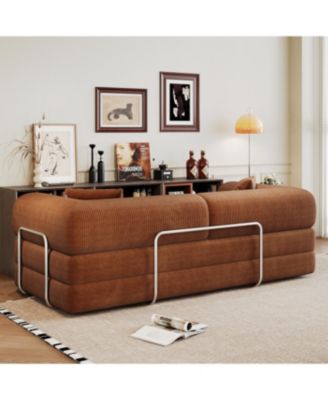 Streamdale Corduroy Compression Sofa Bed with Pillow Back Support, Brown