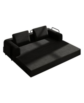 Streamdale Convertible Sleeper Sofa Bed with Pillow - Corduroy Folding Mattress Couch - Black