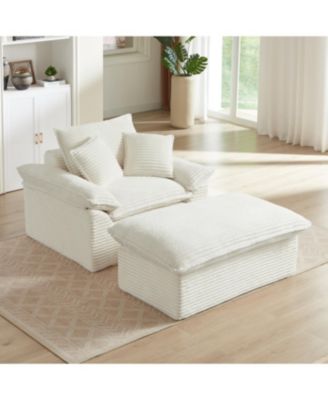 Streamdale Modern cushioned single seat sofa with footrest, white