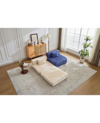 Streamdale Compression Sofa, Convertible Floor Sofa Bed, Single Seater Modular Sectional, Dark Blue