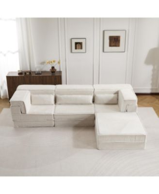 Streamdale Compression Sofa, Convertible Floor Sofa Bed, White