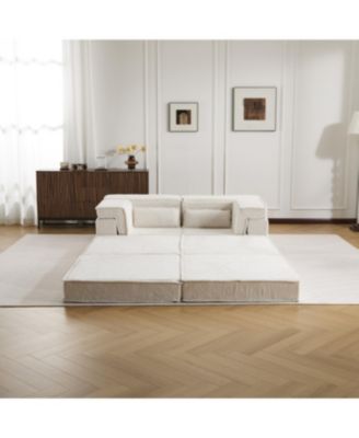 Streamdale Compression Sofa, Convertible Floor Sofa Bed, White