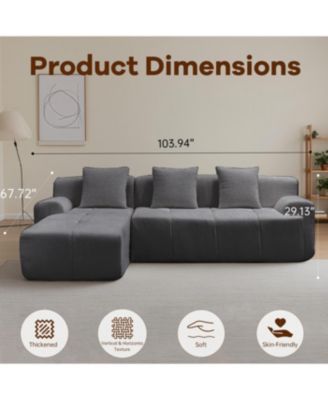 Streamdale Modern cloud sofa, modular L-shaped chaise, deep seat, no assembly.