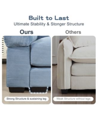 Streamdale Oversized Cloud Modular L-Shape Sectional Couch, Soft Corduroy, Blue