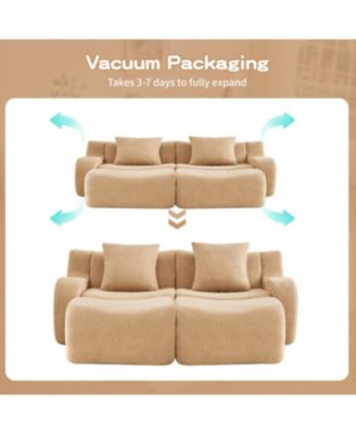 Streamdale Camel Soft Teddy Fabric Boneless Sofa with Anti-Slip Design and Ergonomic Support