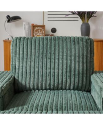 Streamdale Corduroy single recliner with pillow, cup holder, storage footrest