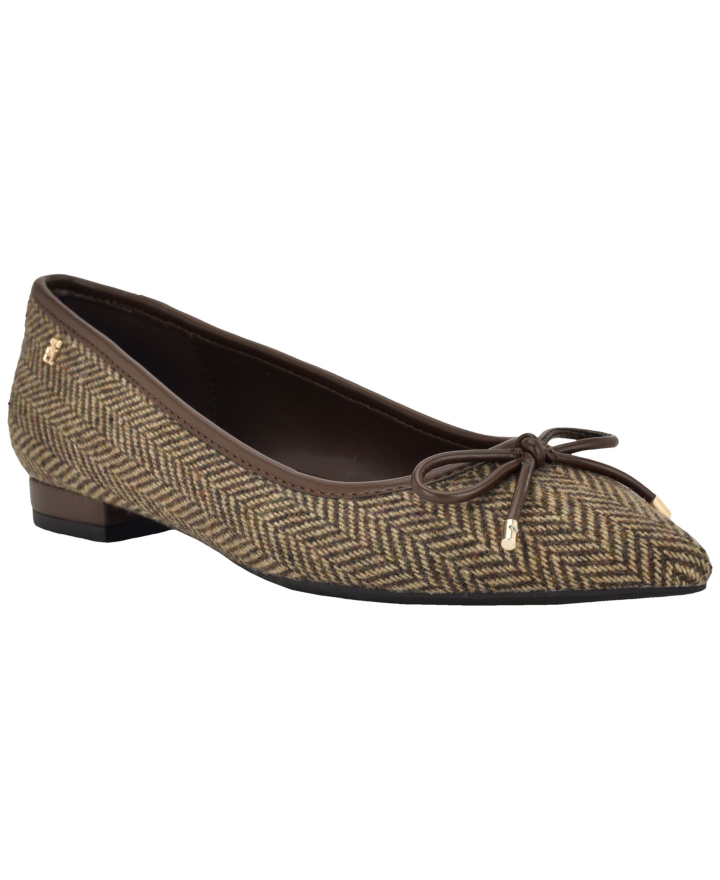 Женские балетки Tommy Hilfiger Kimio Pointed Toe Ballet Flats, цвет: Коричневый / Натуральный — фото 1