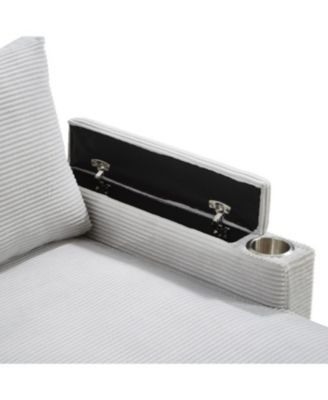 Streamdale Convertible U-Shaped Sectional Sofa with Storage, Cup Holders & USB Ports, Black