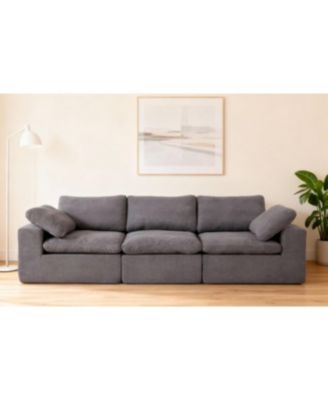 Chenille Fabric Upholstered Sofa, Oversized Comfy Cloud 3-Seater Sofa Couch, Grey