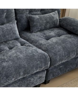 67" Loveseat with Adjustable Backrest, Chenille Fabric & 2 Pillows