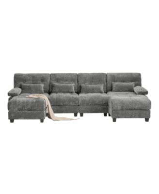 Streamdale 119" 4-Seater Sofa w/ 2 Ottomans, Adj. Backrest, 350lb/Seat, Chenille