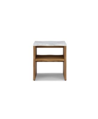 Streamdale Whisper of Waves Modern End Table w/ Storage Shelf - Natural Wood