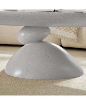 Streamdale Lucky Stone Oval Coffee Table, Modern Minimalist Fiberglass Center Table